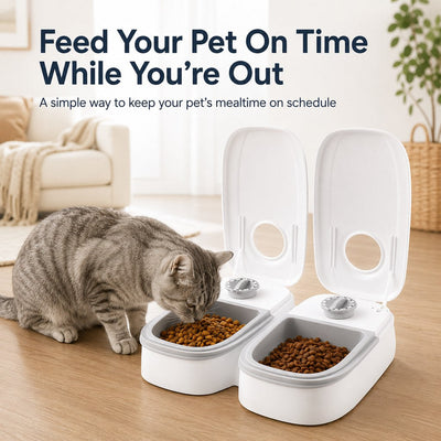 48-Hour Timed Pet Feeder for Cats & Small Dogs - Scheduled Meals for Workdays, Short Trips & Busy Pet Parents