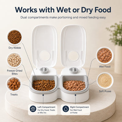 48-Hour Timed Pet Feeder for Cats & Small Dogs - Scheduled Meals for Workdays, Short Trips & Busy Pet Parents