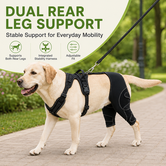 Komavic Dual Rear Leg Dog Support Brace with Harness