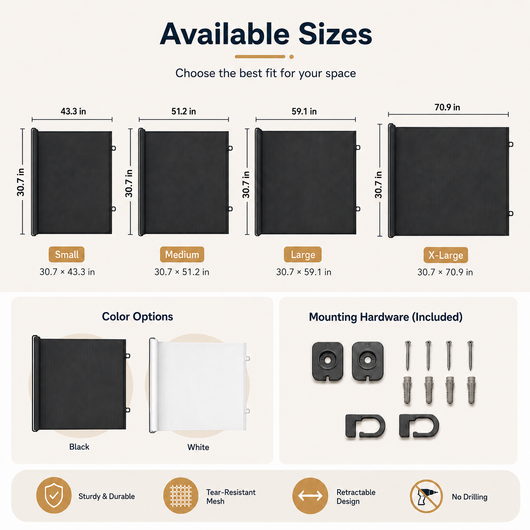 No-Drill Retractable Pet Gate for Doorways