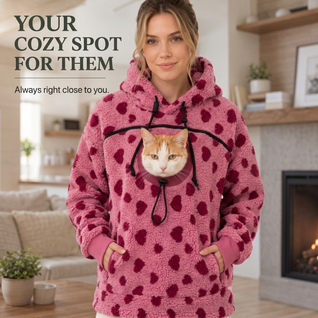 Komavic Dog Carrier Hoodie – Sherpa Kangaroo Pouch for Small Dogs & Cats