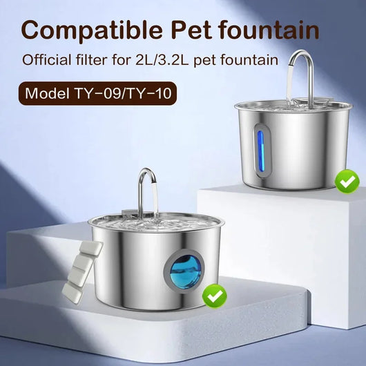 Cat Water Fountain Replacement Filters for Komavic Stainless Steel Pet Fountains