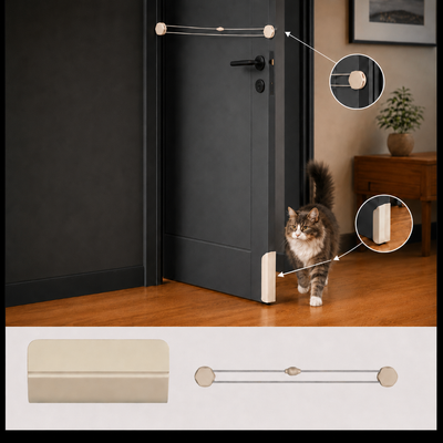 Komavic No-Drill Cat Door Easy Indoor Room Access