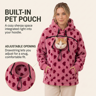 Komavic Dog Carrier Hoodie – Sherpa Kangaroo Pouch for Small Dogs & Cats