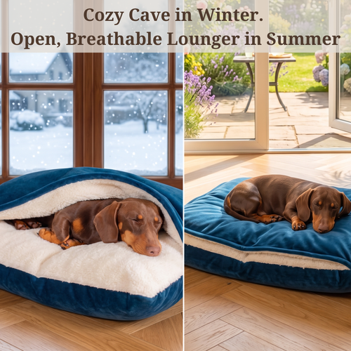 Komavic Cozy Sleepy Burrow Dog Bed With Removable Cover