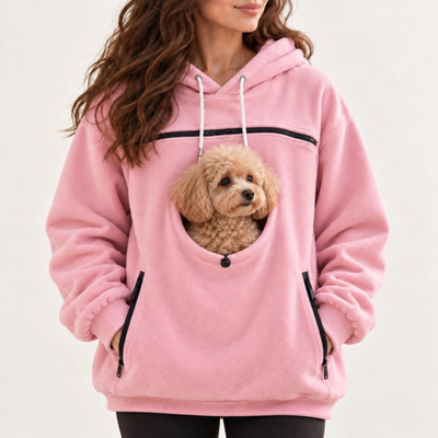 Pet Carrier Hoodie for Small Dogs and Cats, Hands Free Dog Carrying Sweatshirt, Cozy Pet Pouch Hoodie for Puppy and Cat Travel