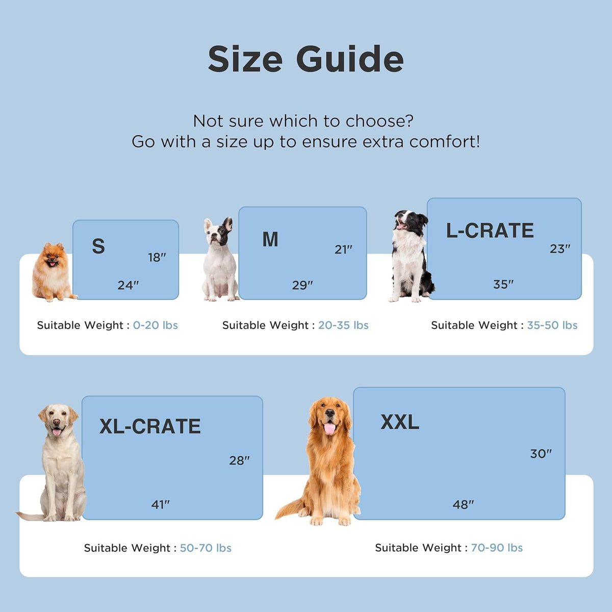 Cooling Mat for Large Dogs, Breathable Cooling Crate Pad Indoor for Pet with Chill Cool Fiber as Cooling Topper