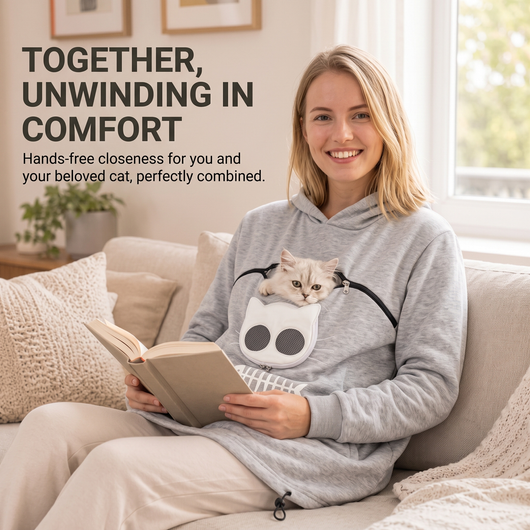 Komavic Zippered Cat Carrier Hoodie – Mesh Pouch for Cat and Small Dog