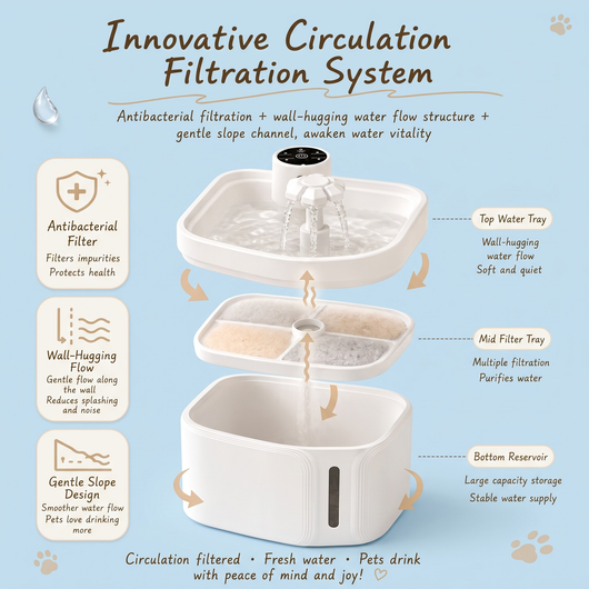 Komavic Smart Pet Water Fountain Automatic Sensor Water Dispenser Cat Circulating Filter Waterer 3 Modes