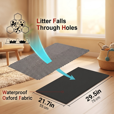 Paw-Catch™ Double-Layer Cat Litter Mat — Honeycomb Litter Trap, Waterproof & Non-Slip