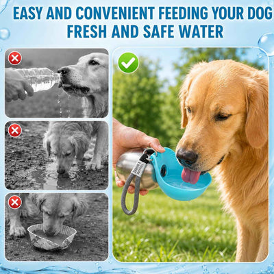 Portable Dog Water Bottle with Foldable Bowl