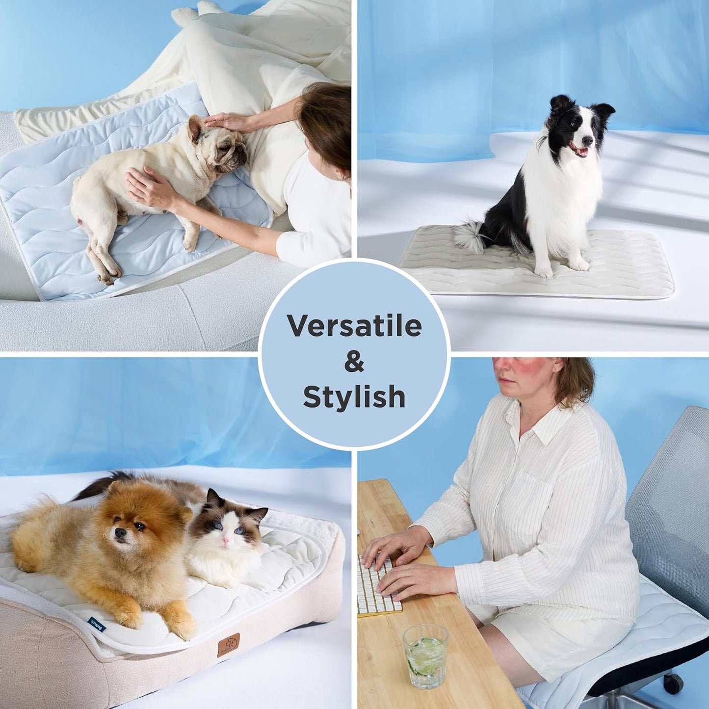 Cooling Mat for Large Dogs, Breathable Cooling Crate Pad Indoor for Pet with Chill Cool Fiber as Cooling Topper