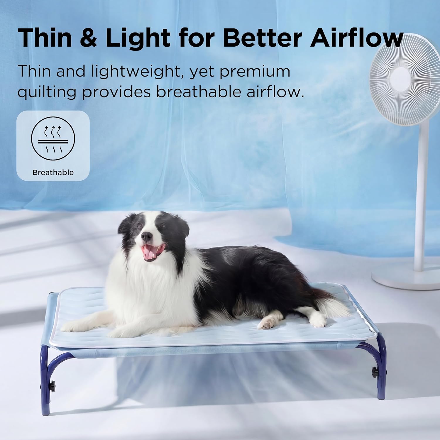Cooling Mat for Large Dogs, Breathable Cooling Crate Pad Indoor for Pet with Chill Cool Fiber as Cooling Topper