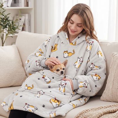 Komavic Oversized Cozy Pet Pouch Hoodie for Cats & Dogs