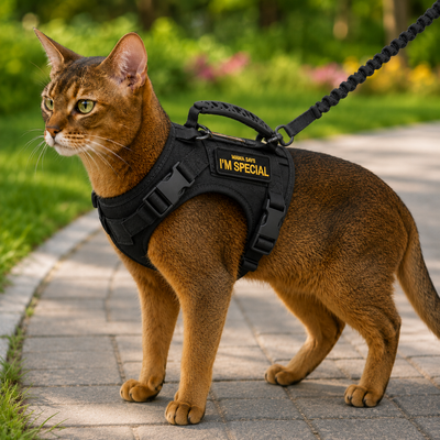 Tactical Cat Harness with Leash & Adjustable Escape-Resistant Vest