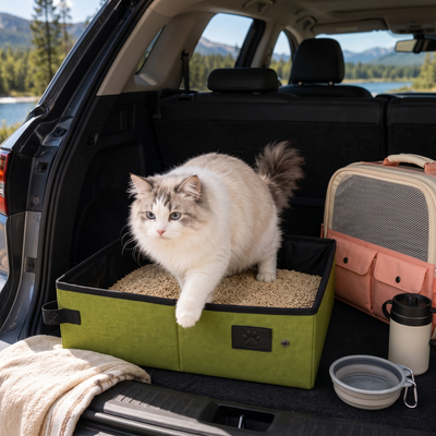Komavic Foldable Cat Litter Box for Travel