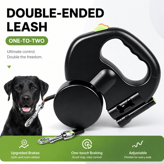 Komavic Dual Retractable Dog Leash for 2 Dogs