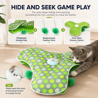 Interactive Hide & Seek Cat Toy with Moving Feather