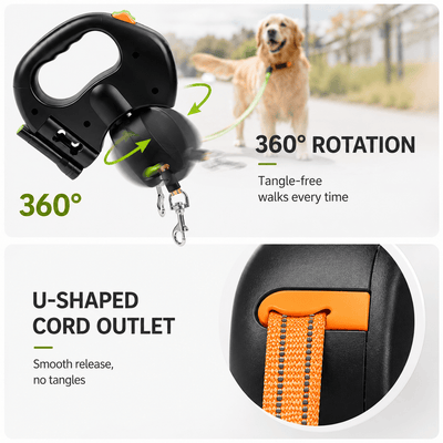 Komavic Dual Retractable Dog Leash for 2 Dogs