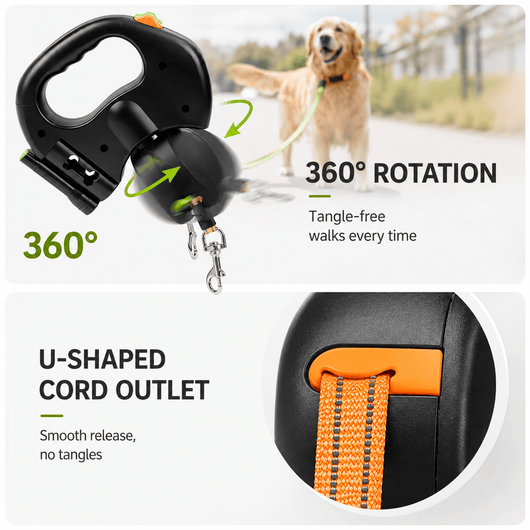 Komavic Dual Retractable Dog Leash for 2 Dogs