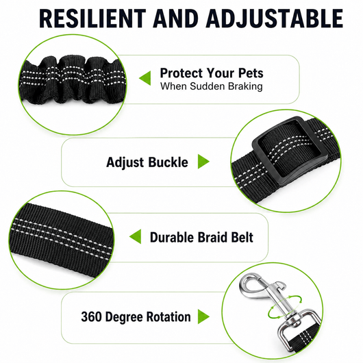 Komavic Shock Absorbing Bungee Dog Seat Belt