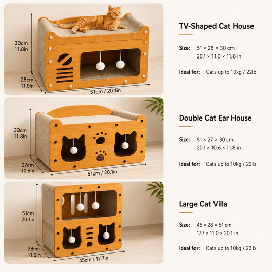 Komavic Wooden Cat Scratcher Bed