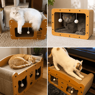 Komavic Wooden Cat Scratcher Bed
