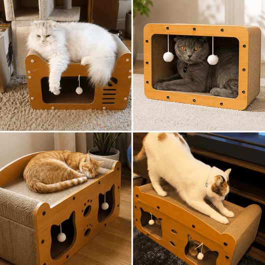 Komavic Wooden Cat Scratcher Bed