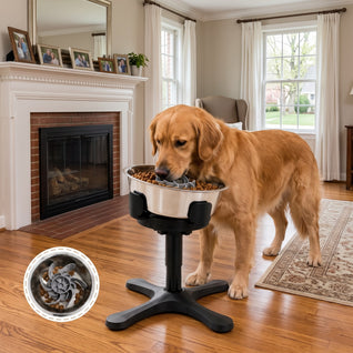 Komavic Adjustable Elevated Dog Bowl - Tilted Feeder for Frenchies & Flat-Faced Dogs