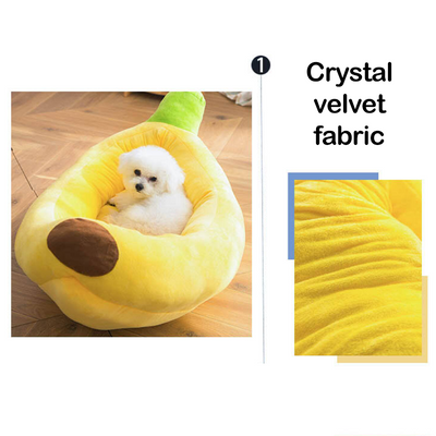 Komavic Banana-Shaped Dog Bed with Plush Filling