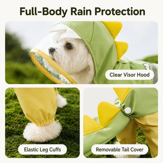 Komavic Waterproof Dinosaur Dog Raincoat