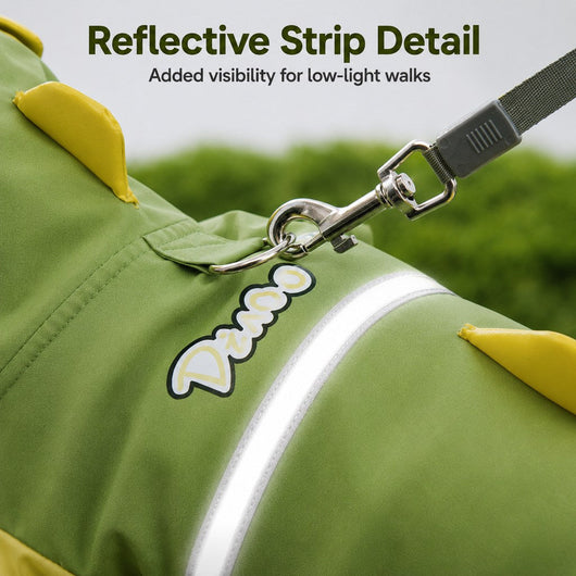 Dinosaur Dog Raincoat with Clear Visor Hood – Full-Body Waterproof Pet Suit for Rain, Mud & Outdoor Walks