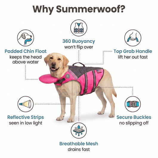 Dog Life Jacket | Adjustable Swim Vest with Bright Colors for Safety in Water