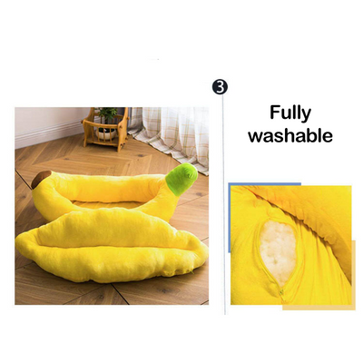 Komavic Banana-Shaped Dog Bed with Plush Filling