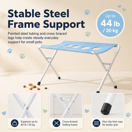 Foldable Pet Bathing Hammock Stand with Breathable Mesh Fabric | Elevated Grooming Table for Easier Pet Care