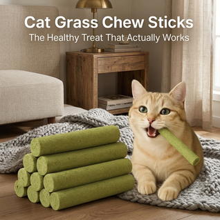 KOMAVIC Natural Cat Grass Teething Sticks, Kitten Chew Stick for Hairball Removal