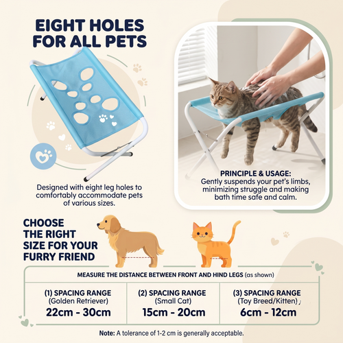 Foldable Pet Bathing Hammock Stand with Breathable Mesh Fabric | Elevated Grooming Table for Easier Pet Care