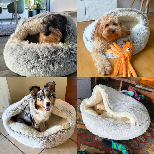 Komavic Plush Hooded Cocoon Pet Bed