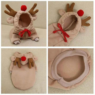Komavic Reindeer Dachshund Xmas Hoodie | Fleece-Lined Dog Christmas Hoodie