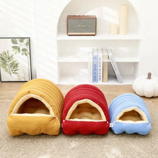 Komavic Corduroy Dachshunds Cave Bed - Plush Tunnel Dog Bed, 2-in-1