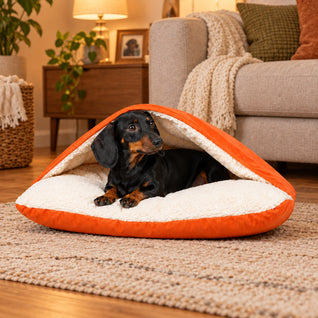 Komavic Cozy Dachshund Sleeping Bed, Calming Burrow Bed for Dogs