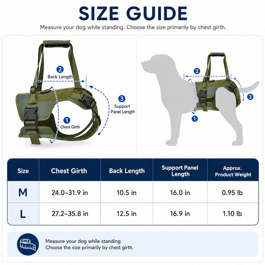 Komavic Dog Lift Harness for Weak Hind Legs & Stairs