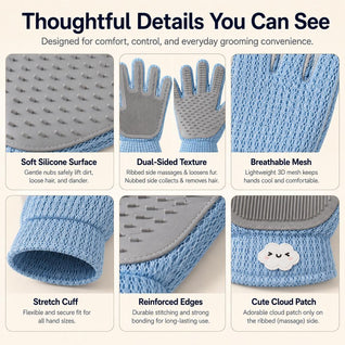 Komavic Dual-Sided Pet Grooming Glove - Deshedding & Massage for Cats & Dogs 1pcs