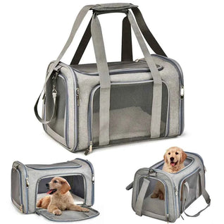 Komavic Portable Foldable Pet Carrier Bags, Foldable Airline Approved Pet Carrier - Grey (3 Sizes)