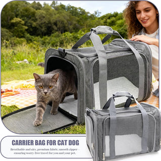 Komavic Portable Foldable Pet Carrier Bags, Foldable Airline Approved Pet Carrier - Grey (3 Sizes)