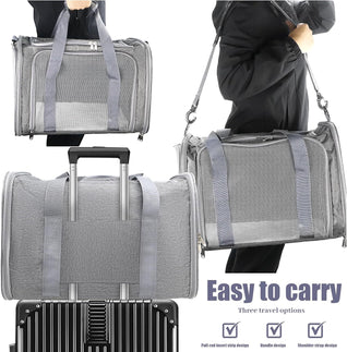 Komavic Portable Foldable Pet Carrier Bags, Foldable Airline Approved Pet Carrier - Grey (3 Sizes)