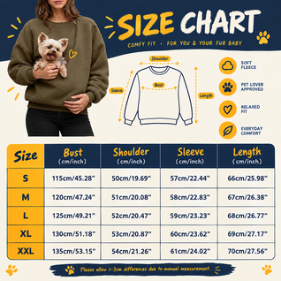 Komavic Hand Free Dog Carrier Sweater- Kangaroo Pouch Pet Carrier Sweatshirt for Small Dogs & Cats