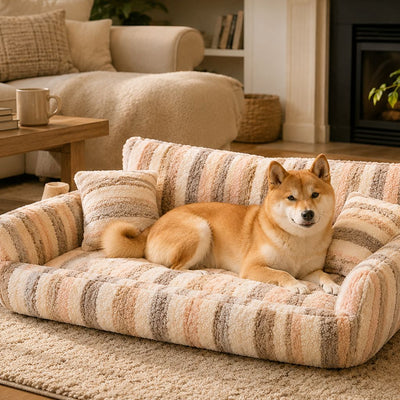 Komavic Plush Dog Sofa Bed with Bolster Support