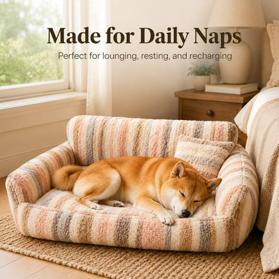 Komavic Plush Dog Sofa Bed with Bolster Support