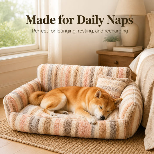 Komavic Plush Dog Sofa Bed with Bolster Support